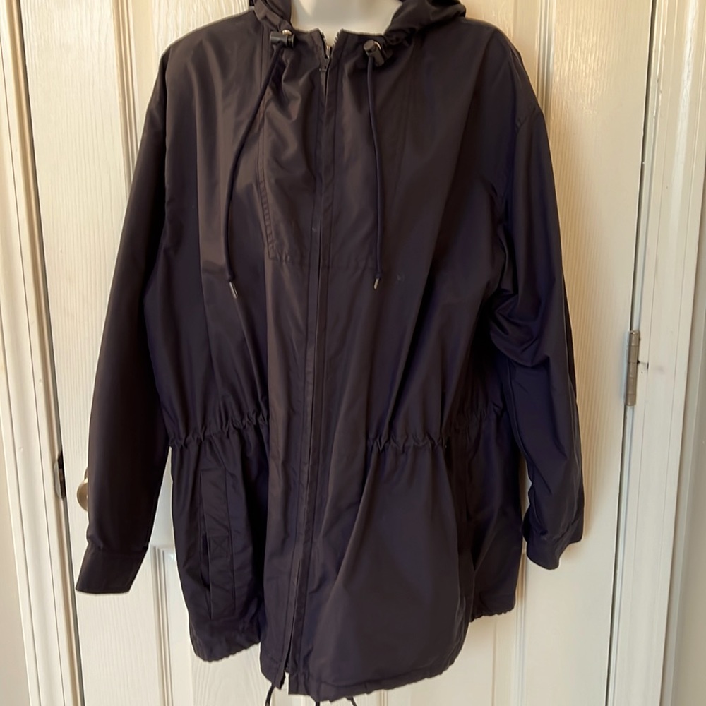 Talbots blue hooded rain jacket, great condition.